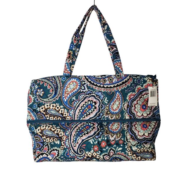 VERA BRADLEY Haymarket Paisley Jewel Expandable Travel Bag Tote NEW - Picture 2 of 9